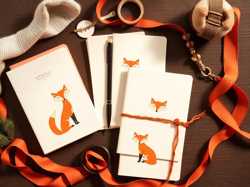 Example website concept for The Paper Fox showing fox-themed stationery